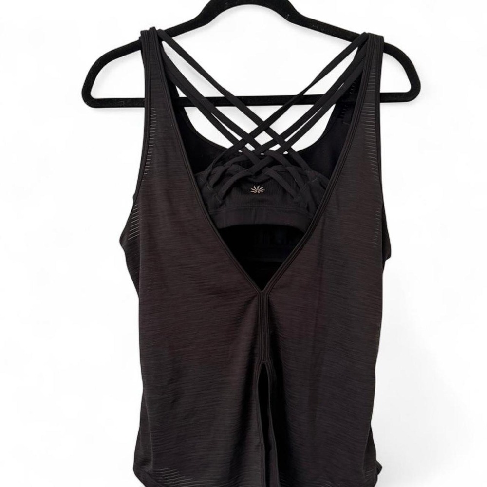 Athlete Black strappy sports bra and tank top - Picture 2 of 4